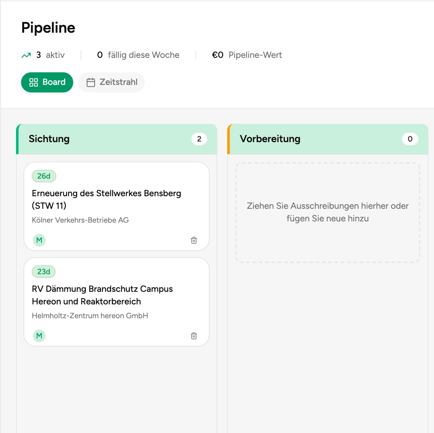 Pipeline with kanban board, calendar view, and team collaboration